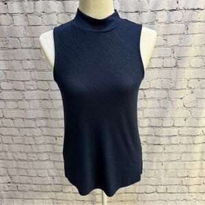 BANANA  REPUBLIC Womens Sleeveless Mock Neck  Knit Top Navy Size X-Small